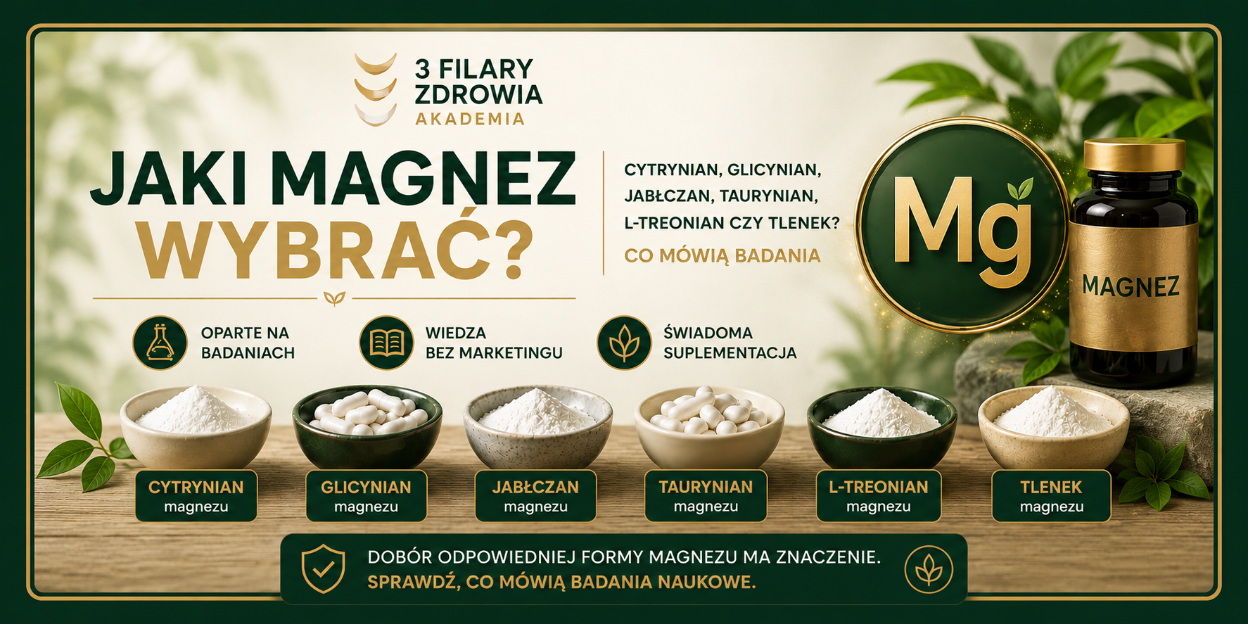 Magnez: cytrynian, glicynian, jabłczan, taurynian, L-treonian czy tlenek? Co mówią badania