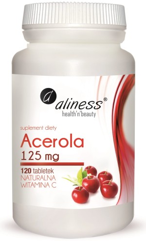 Acerola naturalna witamina C 125 mg Aliness – 120 tabletek, odporność
