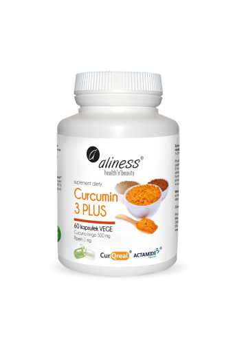 Curcumin 3 PLUS CurQreal® 500 mg Aliness – kurkuma + piperyna VEGE — zdjęcie 1