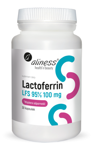 Laktoferyna LFS 95% 100 mg + Witamina C – Odporność, 30 kapsułek Aliness — zdjęcie 1
