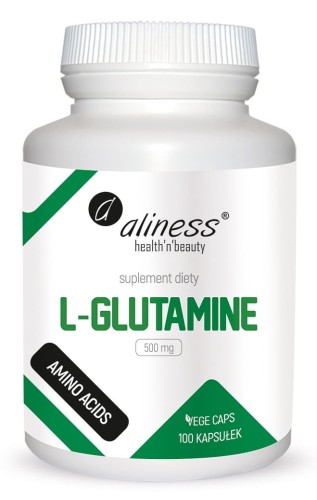 L-Glutamina 500 mg – 100 kapsułek VEGE, Czysty Aminokwas Aliness