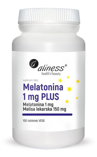 Melatonina 1 mg PLUS z Melisą – 100 tabletek VEGE na Sen Aliness