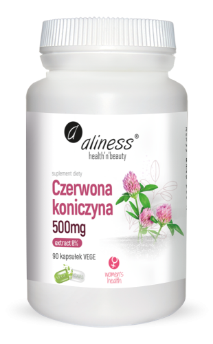 Czerwona Koniczyna Ekstrakt 8% 500 mg – 90 kaps. VEGE Aliness — zdjęcie 1
