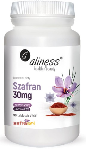 Szafran SafraSOL™ 30 mg – Krocyna + Safranal, 90 tabl. Aliness — zdjęcie 1