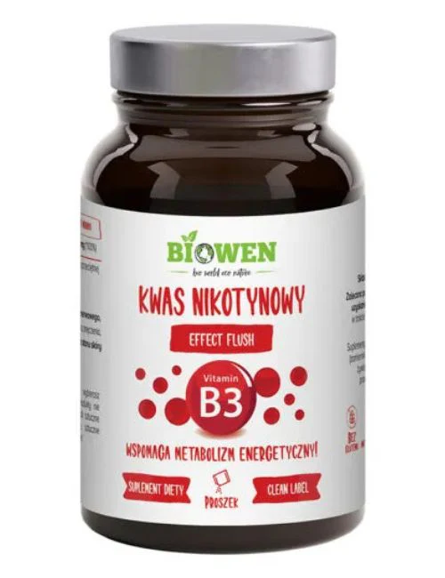 Niacyna B3 Kwas Nikotynowy Biowen 120 g – Proszek, Flush