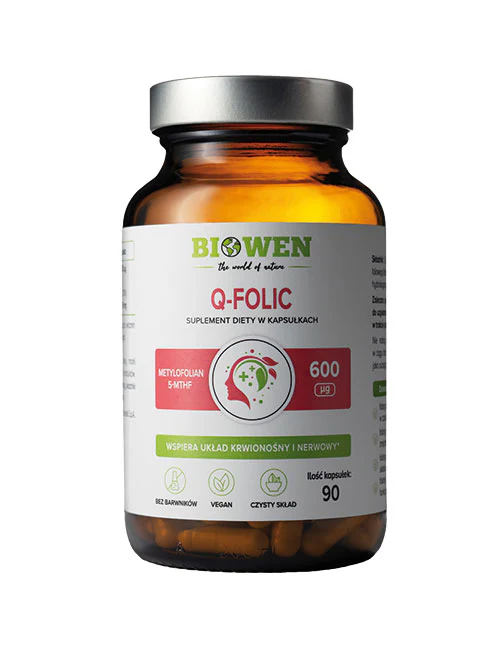Kwas foliowy - Q-folic Biowen 90 kaps. – Metylofolian 600 µg