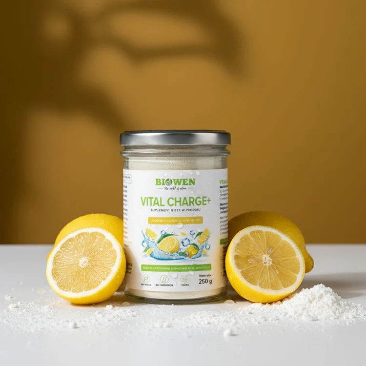 Elektrolity Vital Charge+ Biowen 250 g – Cytrynowe, Bez Cukru — miniatura 2