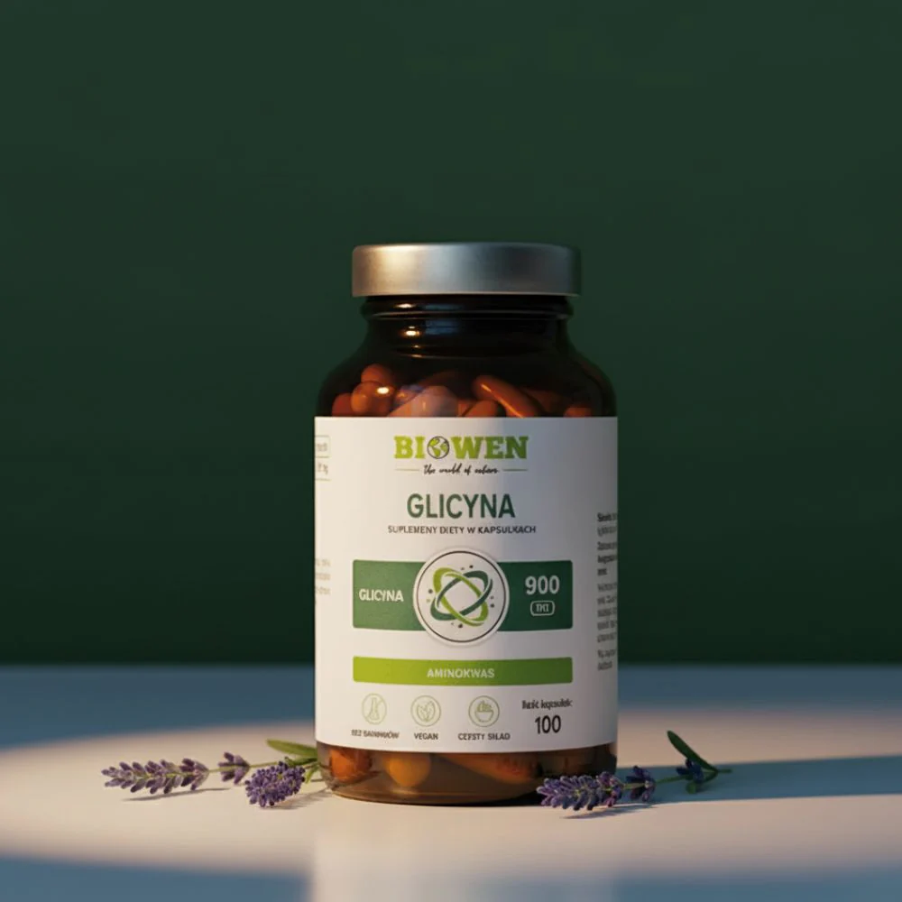 Glicyna 900 mg Biowen 100 kaps. – 2700 mg/dobę, Sen, Kolagen — miniatura 2