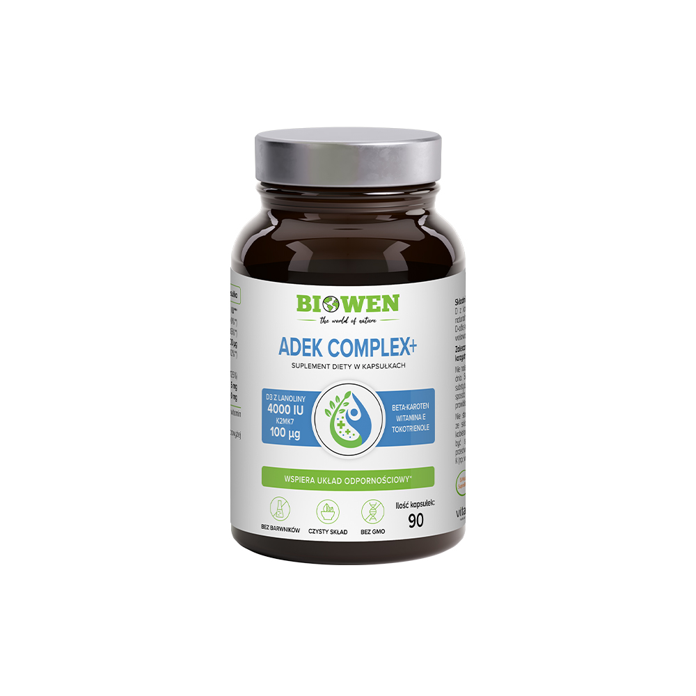 ADEK Complex+ Biowen 90 kaps. – D3+K2+A+E, Olej MCT