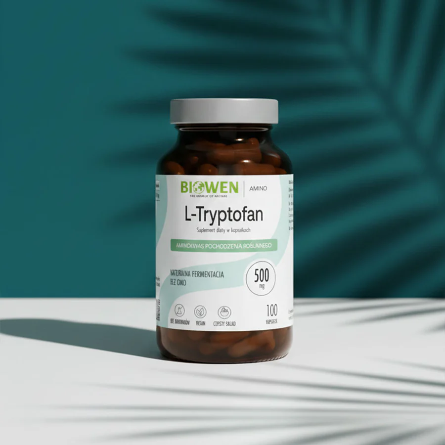 L-Tryptofan Biowen 100 kaps. – 500 mg, Fermentacja, Czysty Skład — miniatura 2