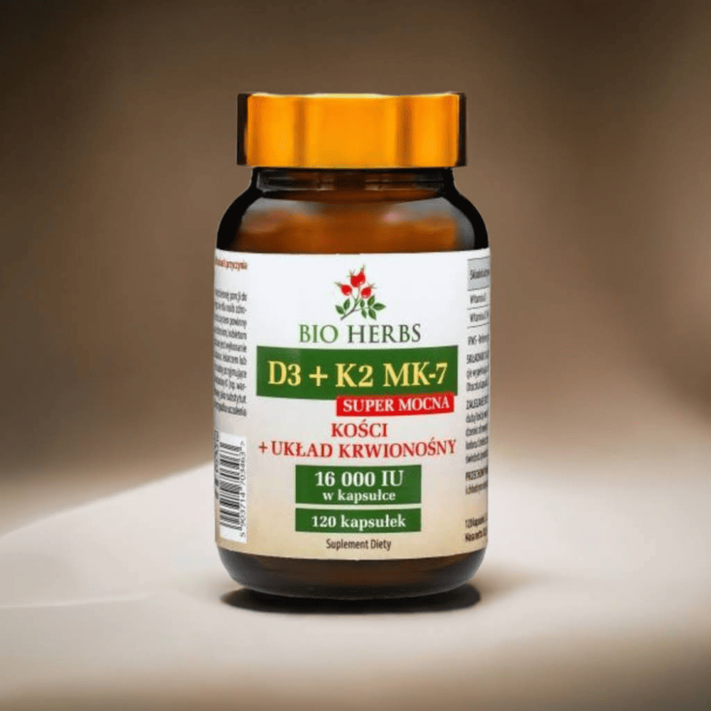 D3 K2 16000 IU Bio-Herbs Super Mocna - Wsparcie dla Serca, Kości i Zębów - 120 kapsułek — miniatura 2