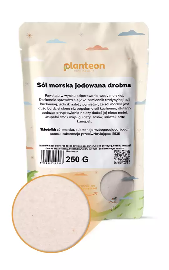 Sól morska jodowana drobna Planteon – naturalna czystość i niezbędny jod — miniatura 2
