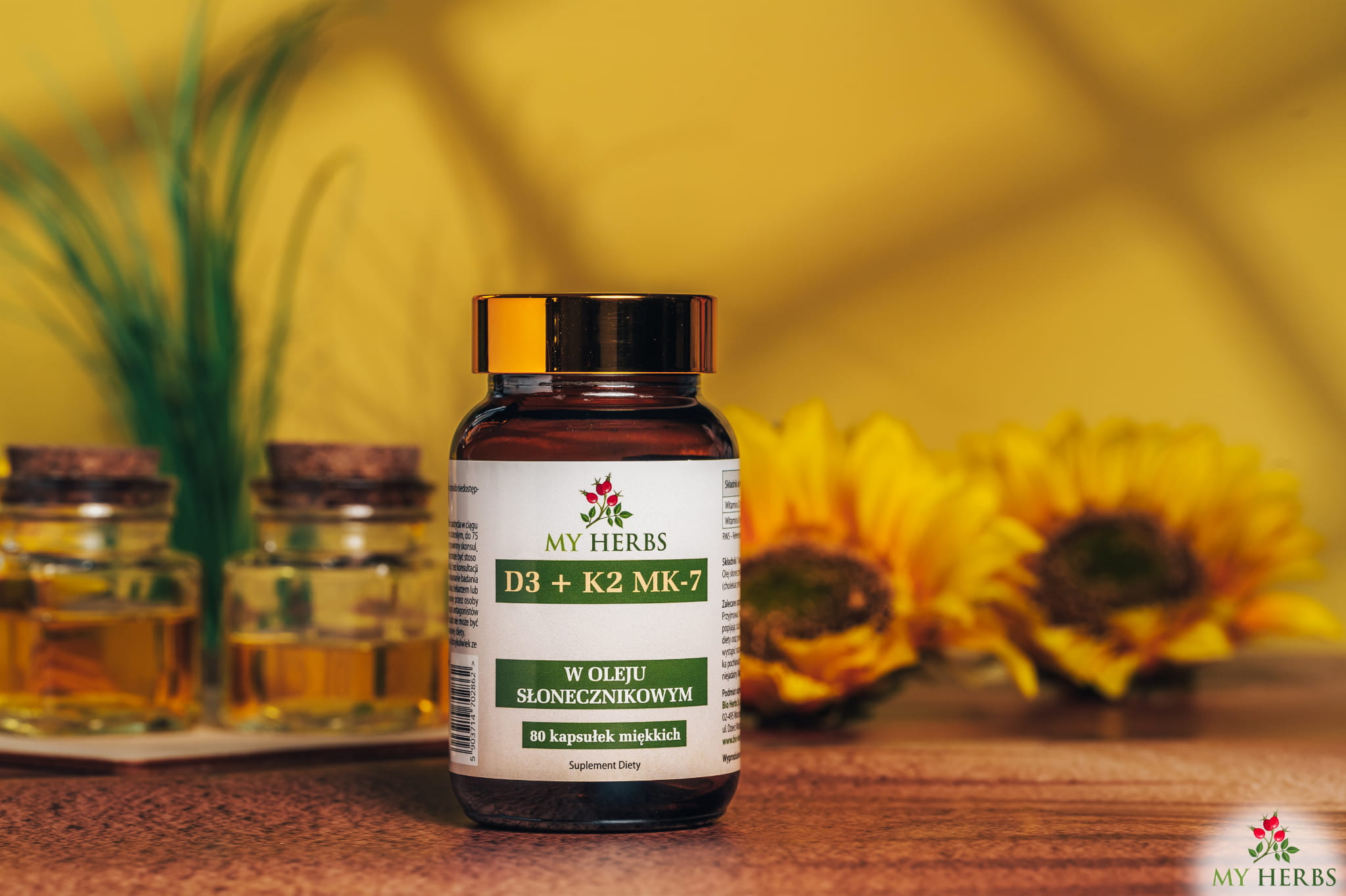 D3 + K2 MK-7 w Oleju My Herbs 80 kaps. – Softgel 2000 IU, Kości — miniatura 2