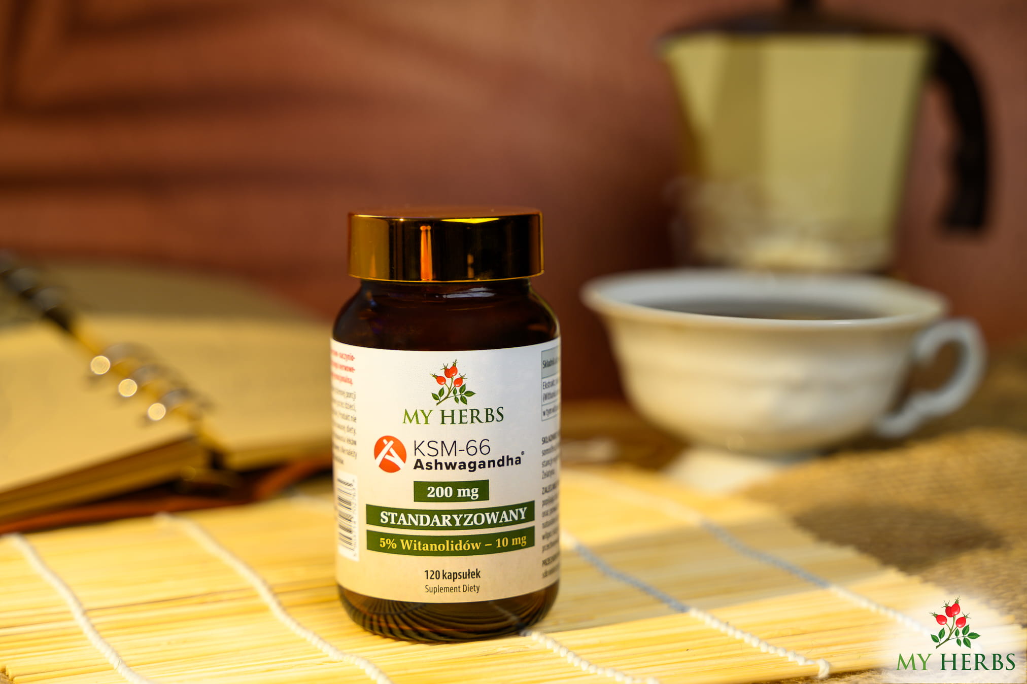 Ashwagandha KSM-66 My Herbs 120 kaps. – 5% Witanolidów, Stres — miniatura 2