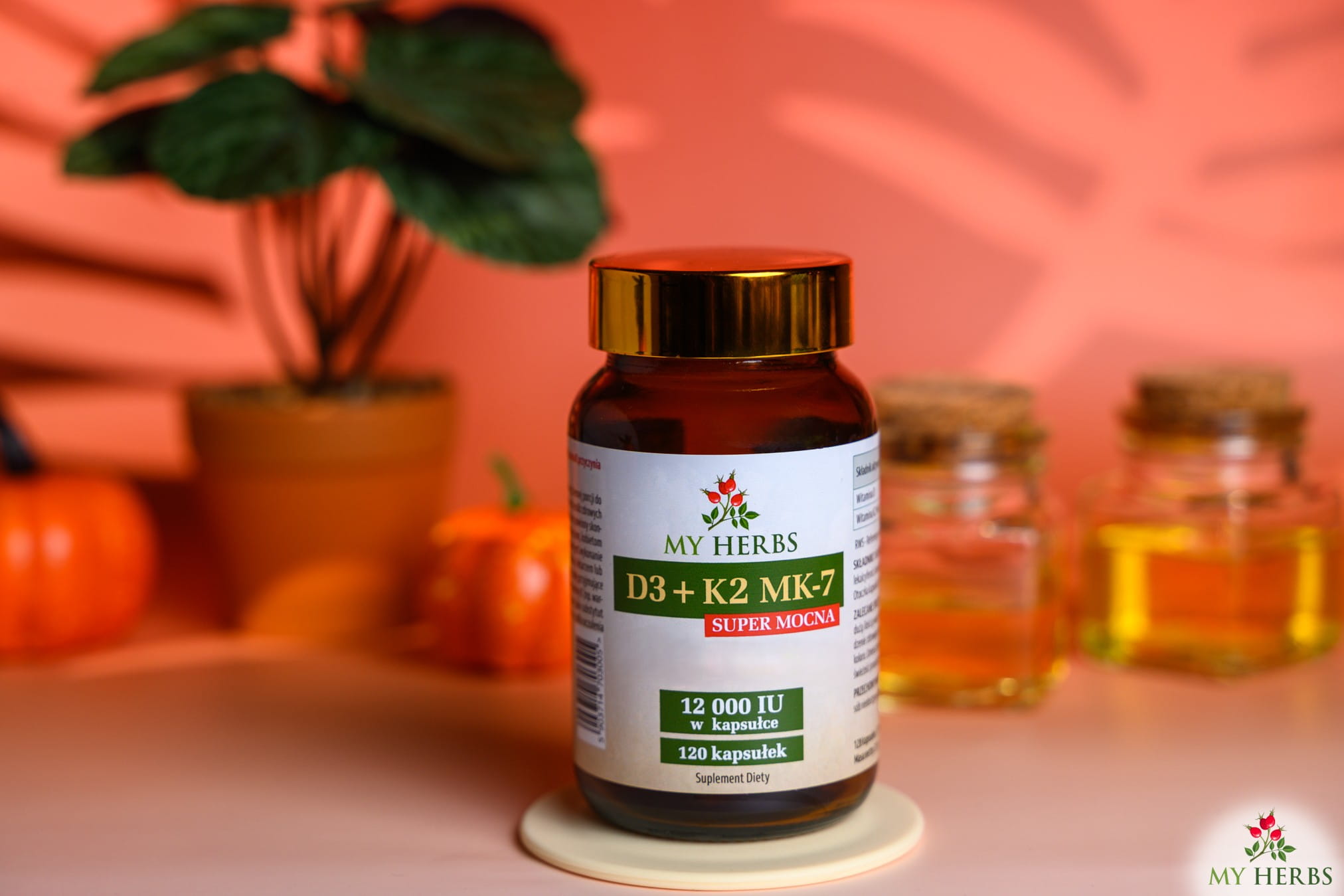 D3 + K2 MK-7 Super Mocna 12 000 IU My Herbs – 75+, 12 Miesięcy — miniatura 2