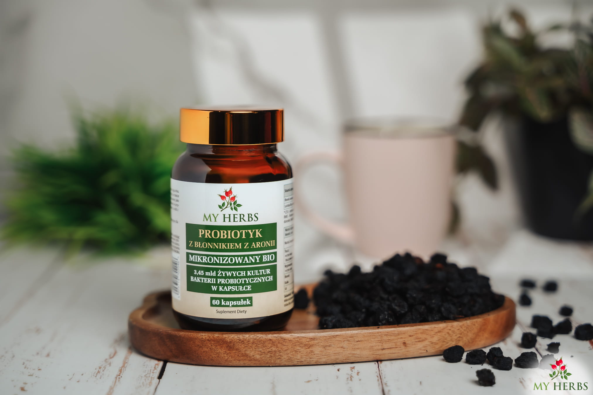 Probiotyk + Błonnik Aronii BIO My Herbs 60 kaps. – Synbiotyk, 3,45 mld — miniatura 2