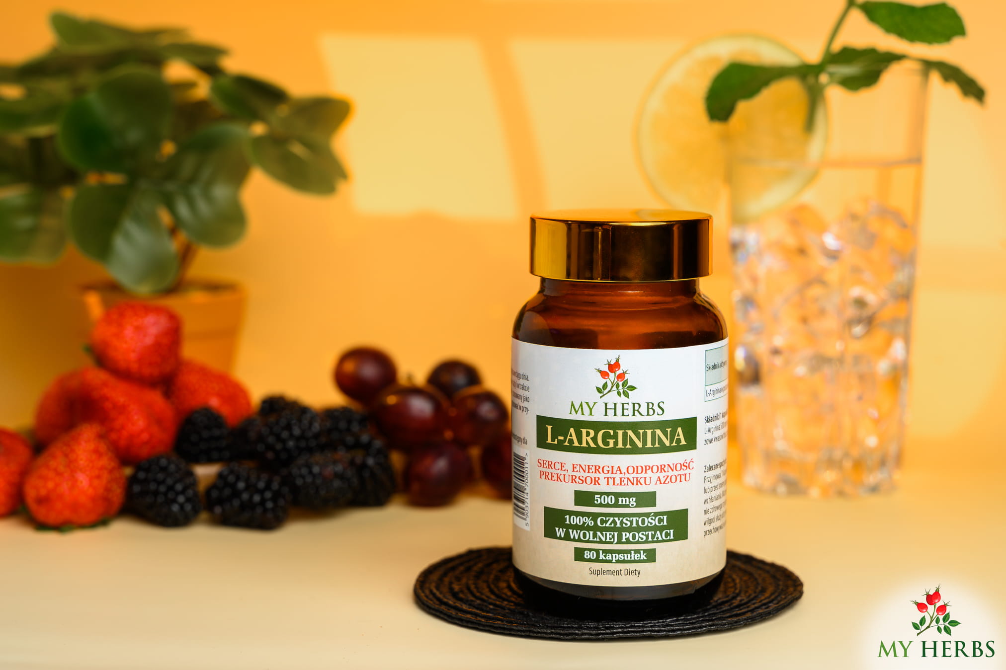 L-Arginina 500 mg My Herbs 80 kaps. – Tlenek Azotu, Serce, Libido — miniatura 2
