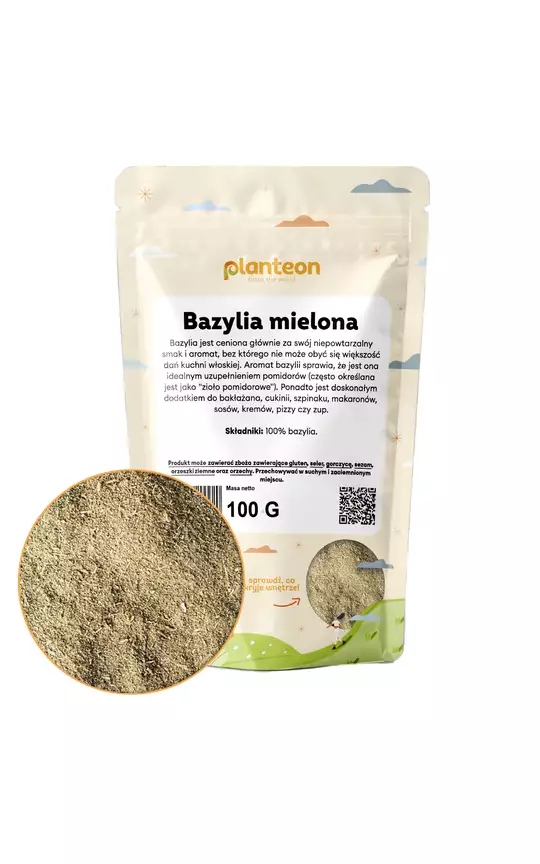 Bazylia mielona Planteon – śródziemnomorski aromat i ziołowe wsparcie w każdej szczypcie — miniatura 2