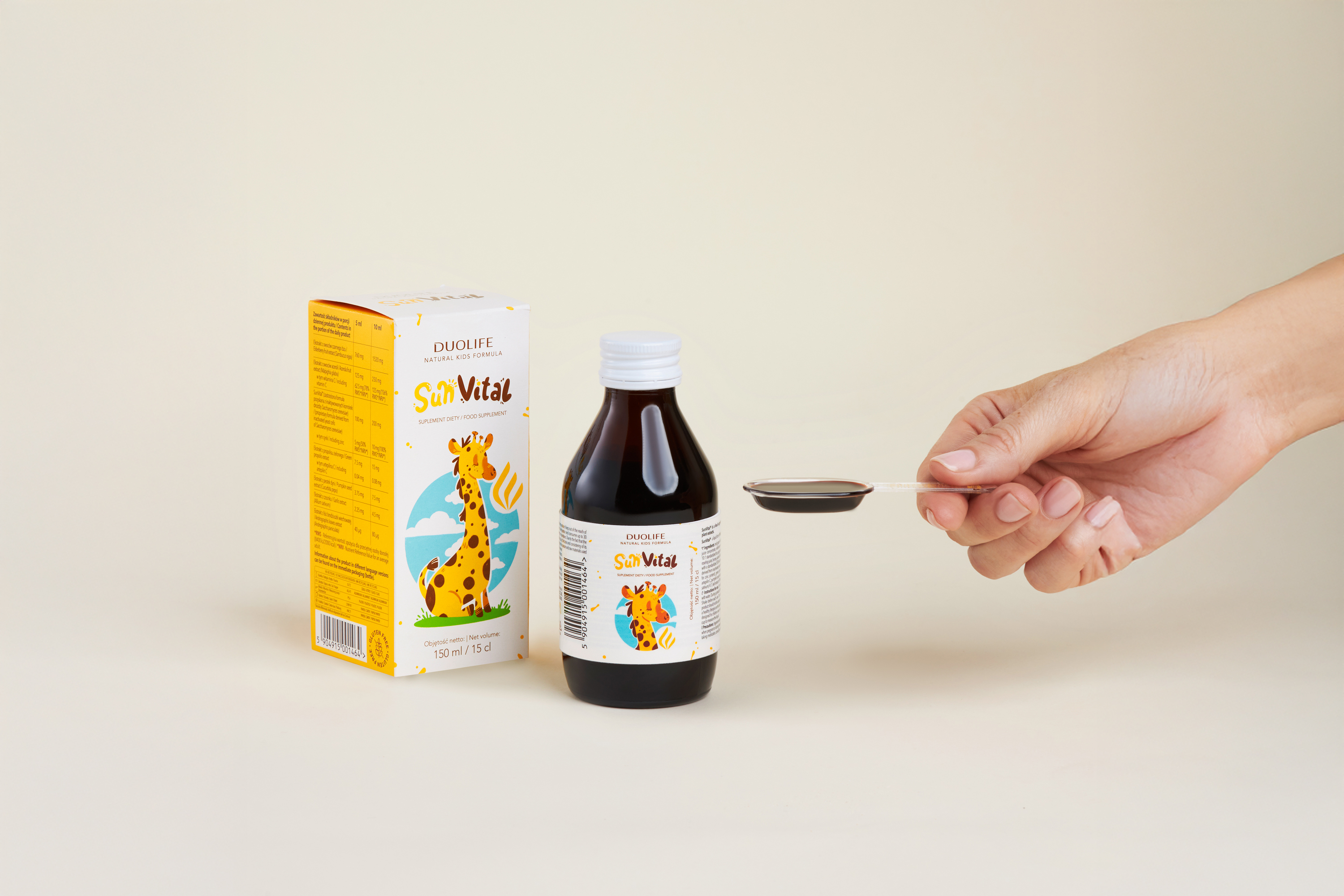 DuoLife SunVital Natural Kids Formula 150 ml – Syrop na Odporność dla Dzieci, Cynk Organiczny i Czarny Bez — miniatura 2