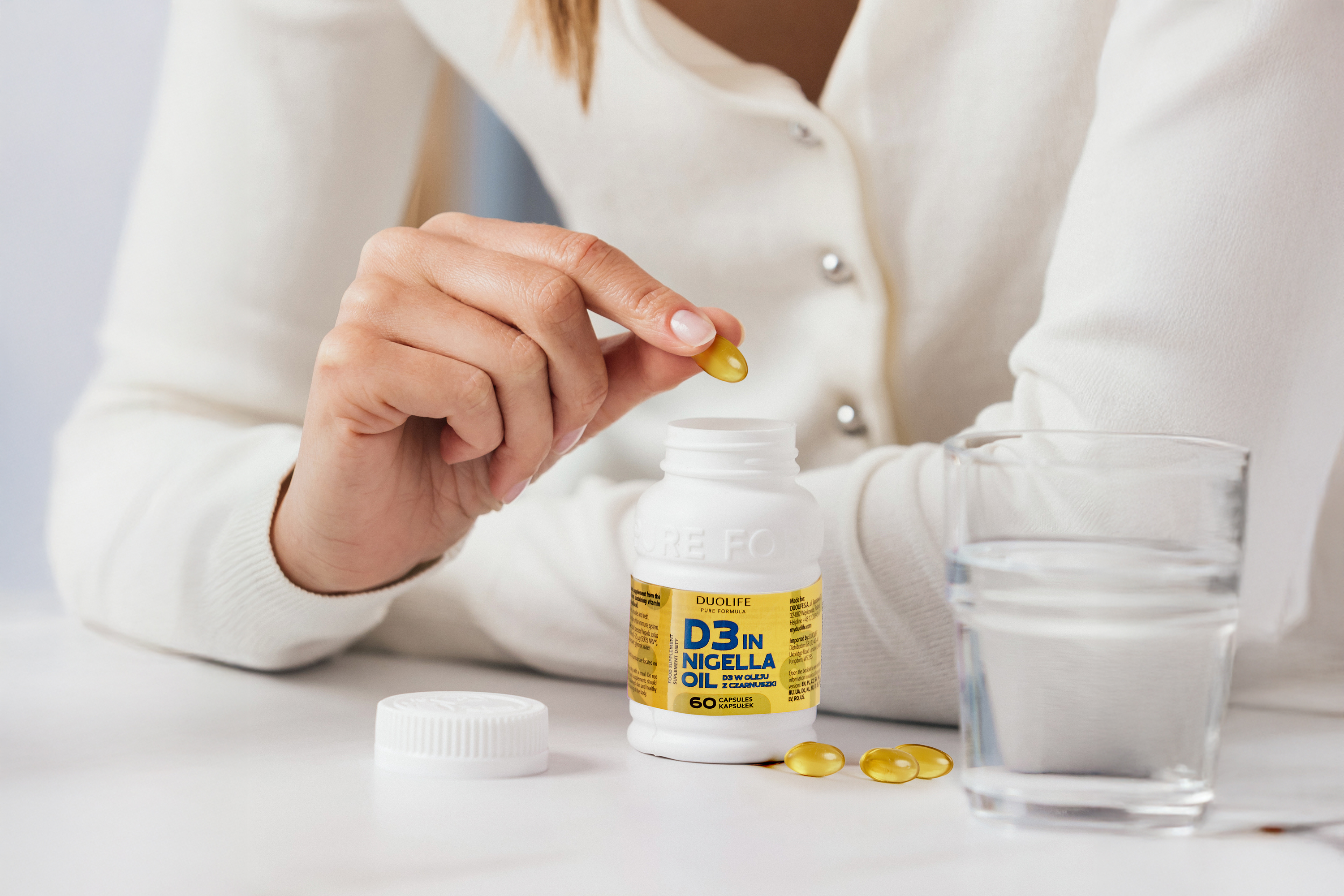 DuoLife D3 Nigella Premium 60 kapsułek – Naturalna Witamina D3 i Tłoczony na Zimno Olej z Czarnuszki, Odporność i Tarcza Alergiczna — miniatura 2