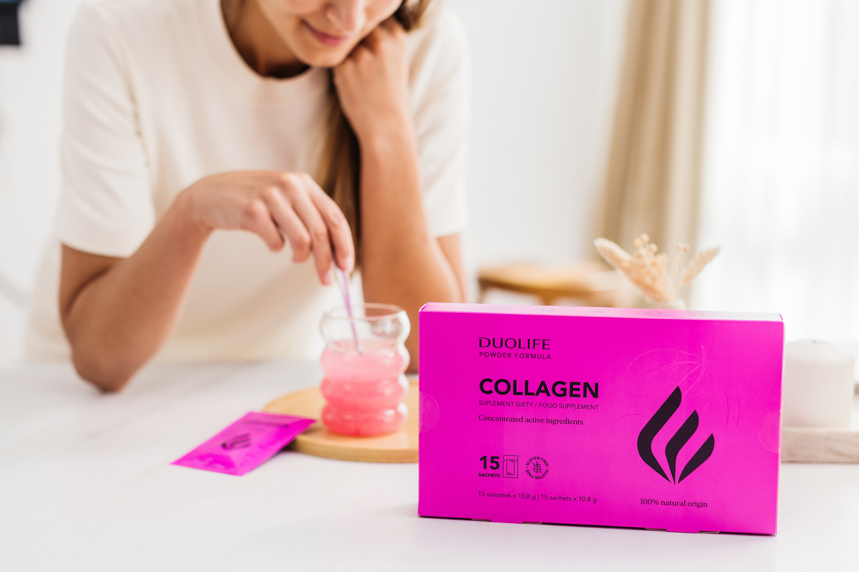 Kolagen w Proszku DuoLife Collagen Powder  - 9000 mg Kolagenu Rybiego + Ekstrakt z Małży + Witaminy D i E - 15 saszetek — miniatura 2