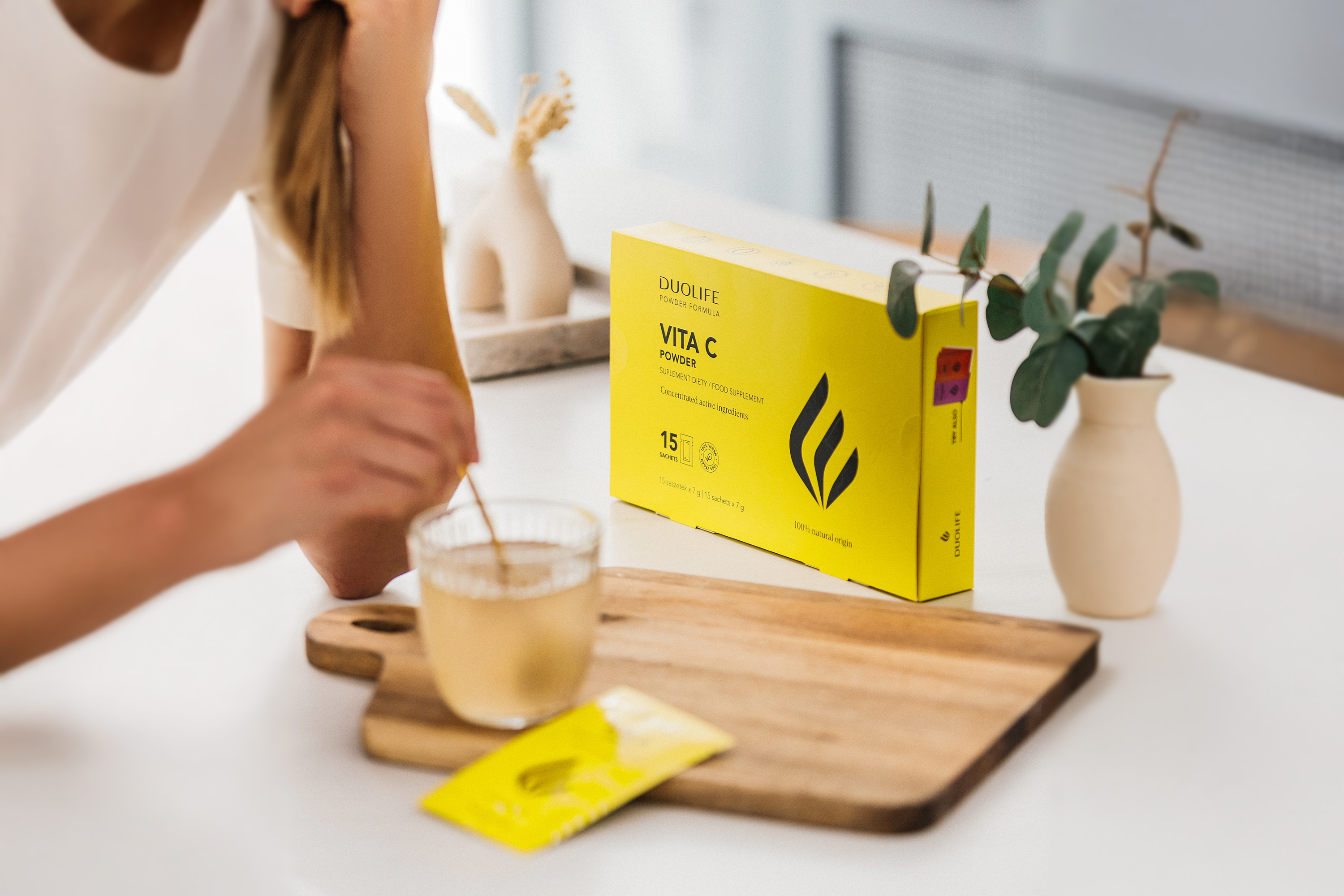 DuoLife Vita C Powder Premium 15 saszetek – W 100% Naturalna Witamina C, Tarcza Immunologiczna, Synteza Kolagenu i Zastrzyk Energii — miniatura 2