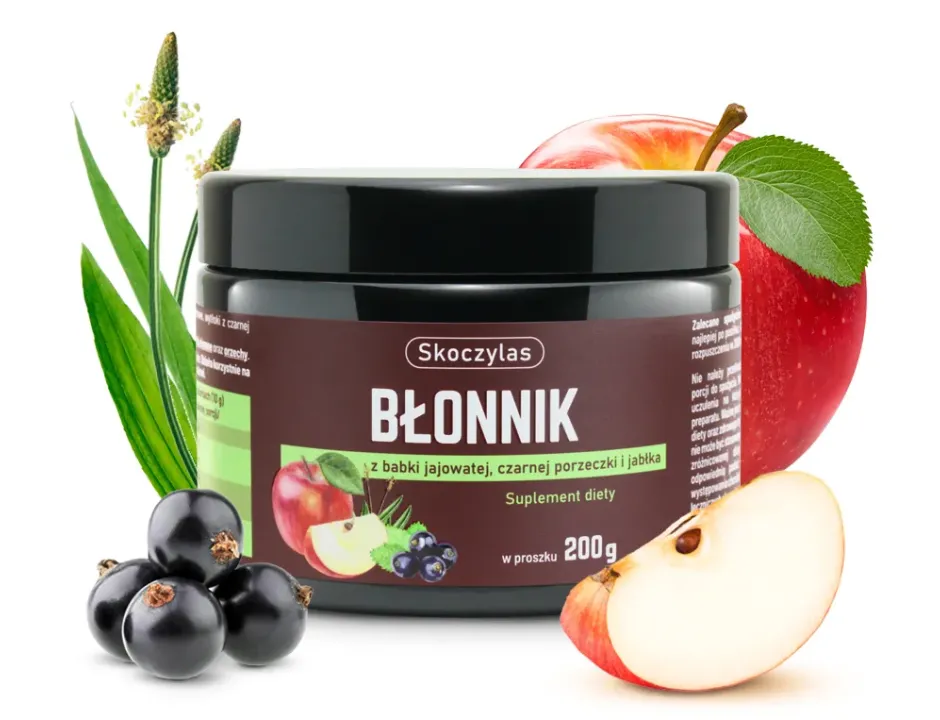 Błonnik Skoczylas 200 g – Babka Jajowata, Czarna Porzeczka i Jabłko, Naturalne Wsparcie Jelit, Prawidłowe Trawienie, Detoks i Kontrola Wagi — miniatura 2