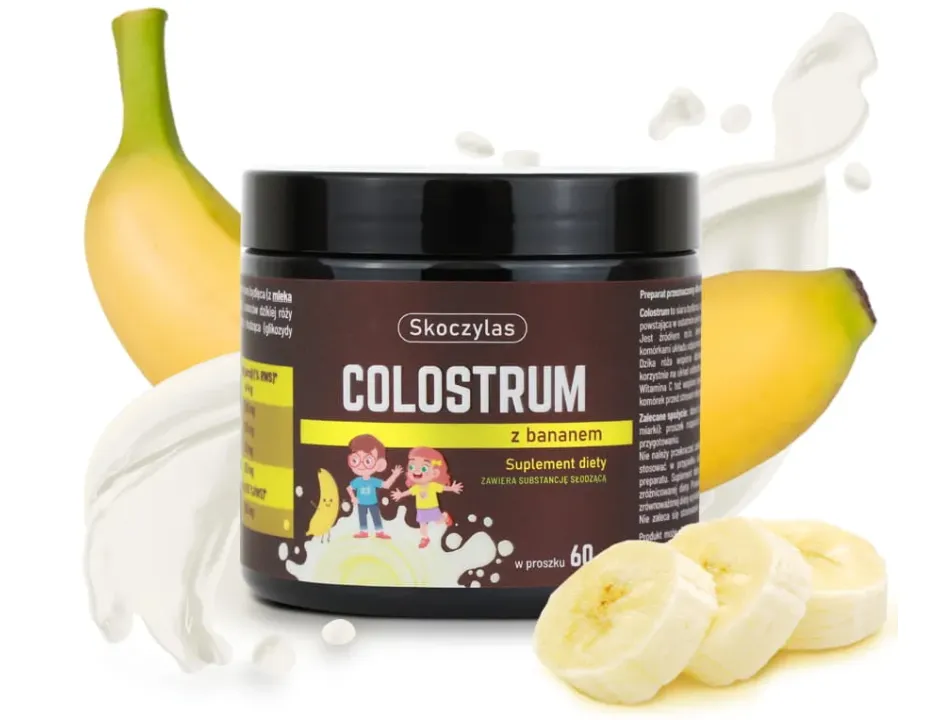 Colostrum Skoczylas 60 g – Siara Bydlęca w Proszku, Naturalny Liofilizowany Banan, Standaryzowane IgG, Odporność i Regeneracja Jelit — miniatura 2