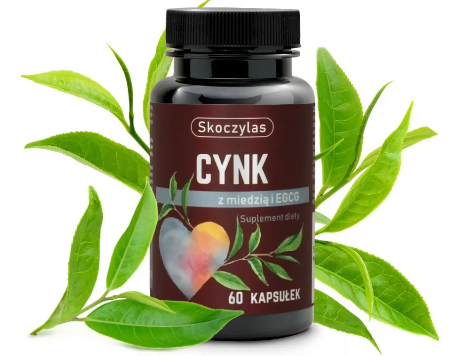 Cynk Skoczylas 60 kapsułek – Cynk, Miedź i Ekstrakt z Zielonej Herbaty (EGCG), Maksymalna Odporność, Ochrona Antyoksydacyjna i Zdrowa Skóra — miniatura 2
