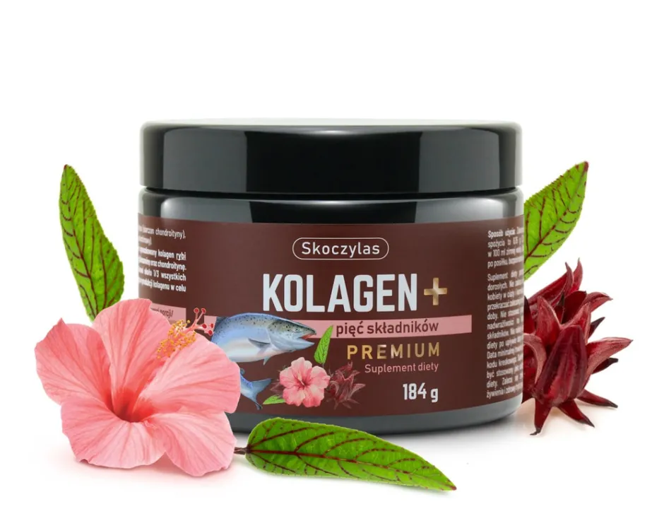 Kolagen Premium z Łososia Skoczylas 60 kapsułek – Hydrolizowany Kolagen Morski, Kwas Hialuronowy, Glukozamina, Chondroityna, Regeneracja Stawów i Jędrna Skóra — miniatura 2