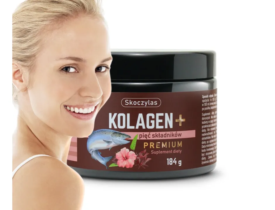 Kolagen Premium z Łososia Skoczylas 60 kapsułek – Hydrolizowany Kolagen Morski, Kwas Hialuronowy, Glukozamina, Chondroityna, Regeneracja Stawów i Jędrna Skóra — miniatura 3