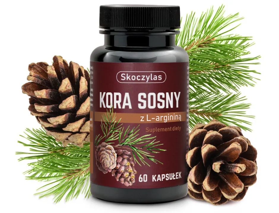 Kora Sosny z L-Argininą Skoczylas 60 kapsułek – Ekstrakt z Kory Sosny Nadmorskiej, Wsparcie Układu Krążenia, Tlenek Azotu i Męska Witalność — miniatura 2