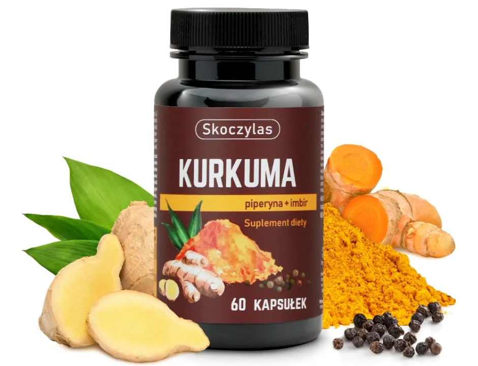 Kurkuma Skoczylas 60 kapsułek – Piperyna, Imbir, Resweratrol, Kwercetyna, Potężny Kompleks Antyoksydacyjny, Tarcza Przeciwzapalna i Młodość Komórkowa — miniatura 2