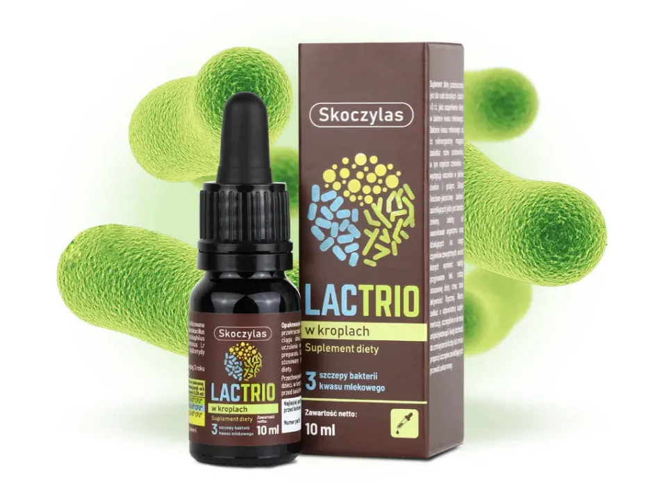Lactrio Probiotyk Skoczylas krople – 3 Żywe Szczepy Bakterii, L. Reuteri, L. Acidophilus, L. Rhamnosus, Równowaga Jelit, Ulga w Kolkach i Odporność — miniatura 2