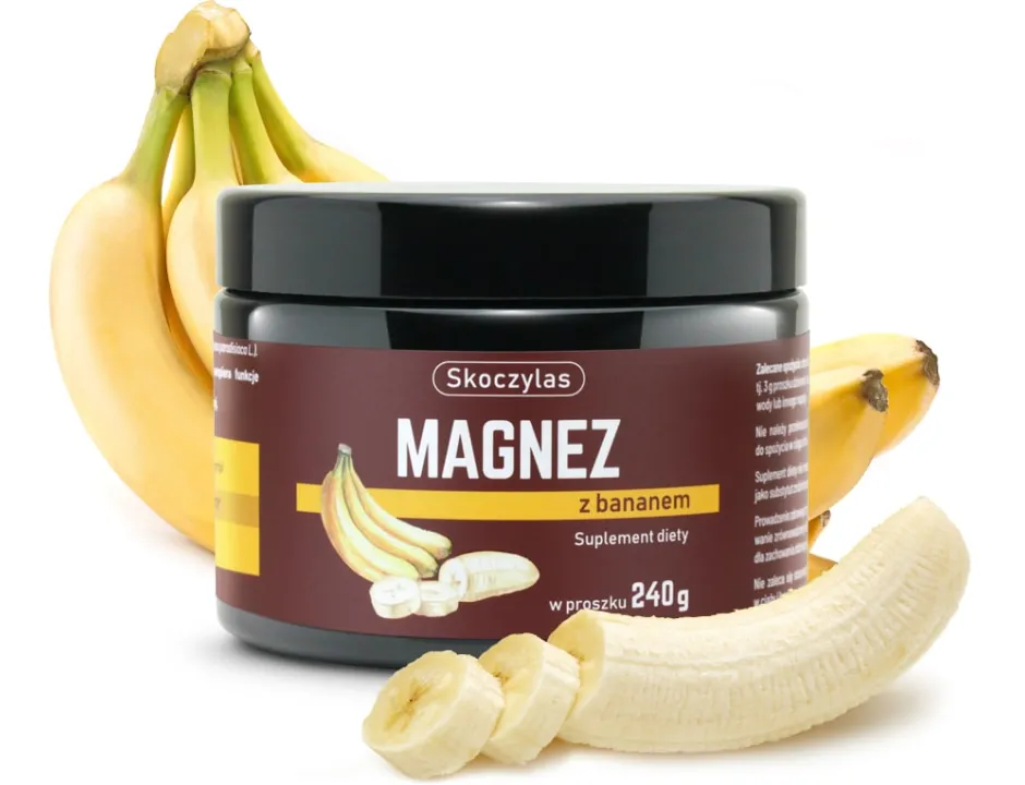 Magnez z Bananem Skoczylas proszek – Linia Sen i Relaks, Wysoka Biodostępność, Ukojenie Nerwów, Regeneracja Mięśni i Pyszny Naturalny Smak Clean Label — miniatura 2