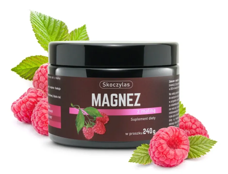 Magnez z Maliną Skoczylas proszek – Linia Sen i Relaks, Wysoka Przyswajalność, Ukojenie Układu Nerwowego, Rozluźnienie Mięśni i Pyszny Owocowy Smak Clean Label — miniatura 2
