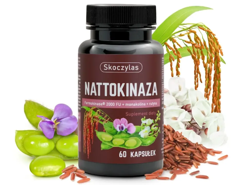Nattokinaza Fermokinase 2000 FU + Monakolina + Rutyna Skoczylas 60 kapsułek – Prawidłowy Cholesterol, Drożność Naczyń, Wsparcie Serca i Formuła Pure Clean Label — miniatura 2