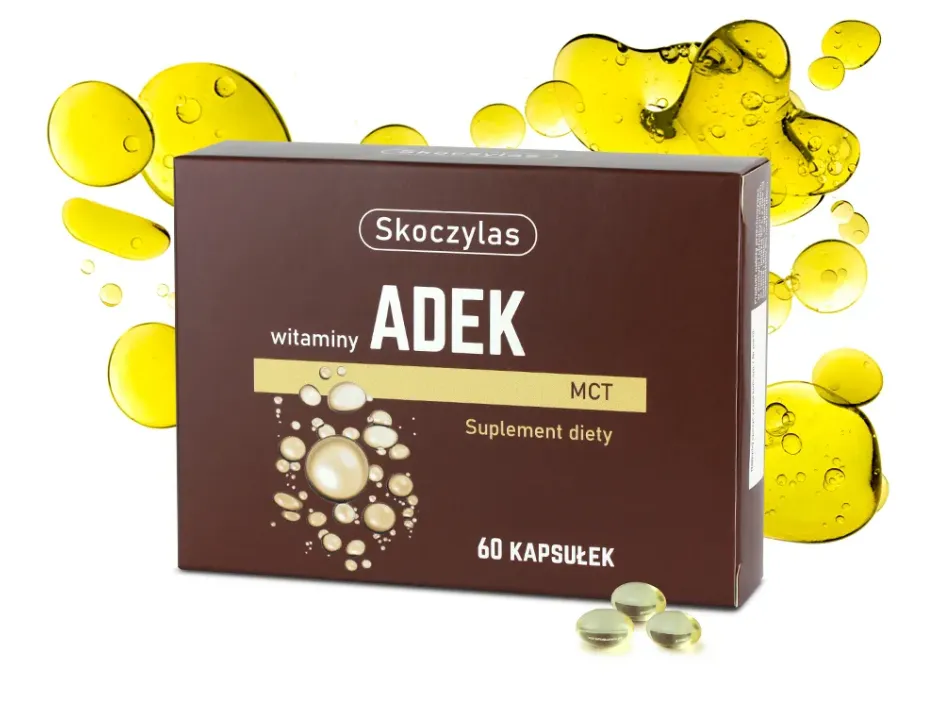 Witaminy ADEK w oleju MCT Skoczylas 60 kapsułek miękkich – Kompleks Witamin A, D3, E, K2 MK7, Maksymalna Przyswajalność, Odporność, Zdrowe Kości, Wzrok i Czysta Formuła Clean Label — miniatura 2
