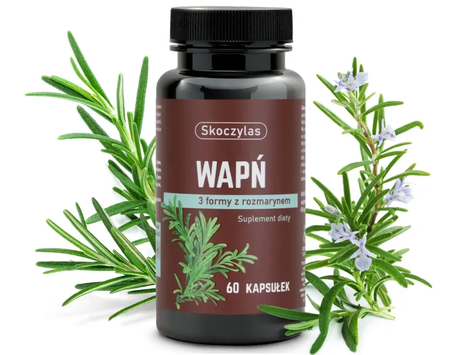 Wapń 3 Formy z Rozmarynem Skoczylas 60 kapsułek – Trzy Zaawansowane Formy Wapnia, Maksymalna Biodostępność, Mocne Kości i Zęby, Sprawne Mięśnie, Antyoksydacja i Formuła Pure Clean Label — miniatura 2