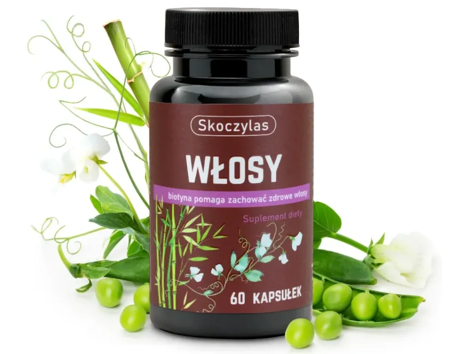 Włosy Skoczylas 60 kapsułek – L-Cysteina, L-Metionina, Wysoka Dawka Biotyny, Zahamowanie Wypadania, Spektakularna Gęstość, Mocne Paznokcie i Formuła Pure Clean Label — miniatura 2