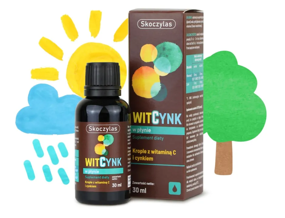 Witcynk Witamina C i Cynk Skoczylas Odporność i Antyoksydanty w Kroplach 30 ml — miniatura 2