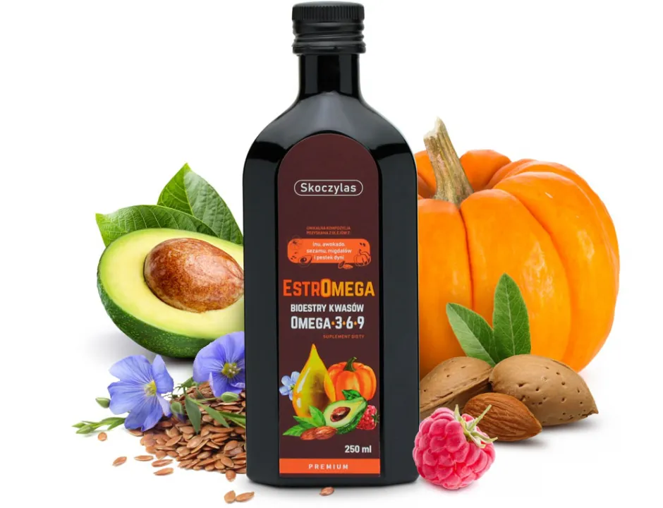 Estromega Omega 3-6-9 Premium Skoczylas Serce i Skóra w Płynie 250 ml — miniatura 2