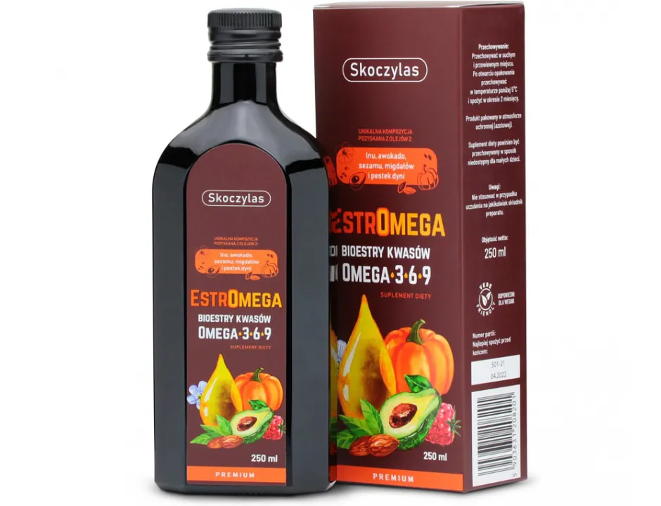 Estromega Omega 3-6-9 Premium Skoczylas Serce i Skóra w Płynie 250 ml — miniatura 3