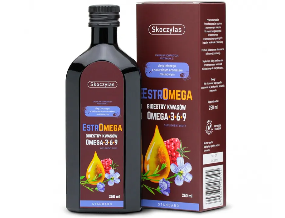 Estromega Omega 3-6-9 Standard Skoczylas Serce i Skóra w Płynie 250 ml — miniatura 3