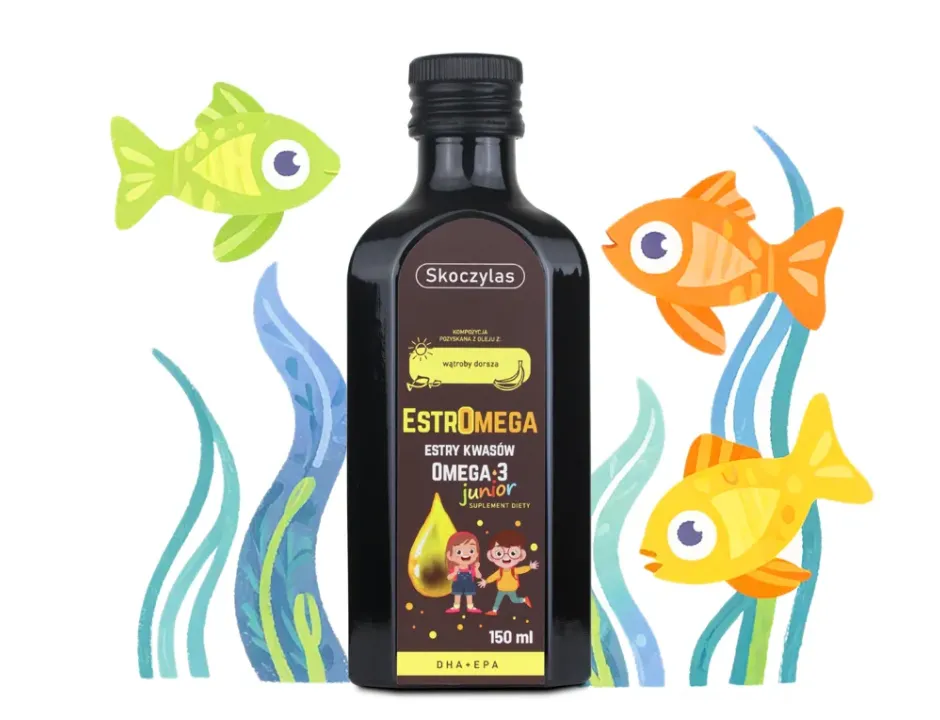 Estromega Rybie Kwasy Omega-3 Junior Skoczylas Układ Nerwowy Płyn 150 ml — miniatura 2