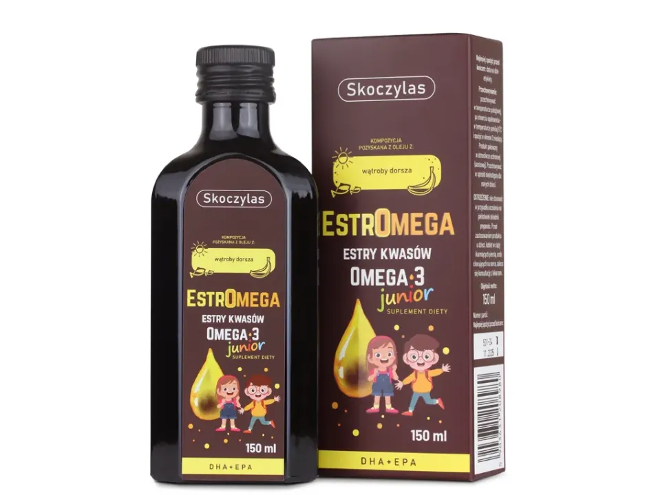 Estromega Rybie Kwasy Omega-3 Junior Skoczylas Układ Nerwowy Płyn 150 ml — miniatura 3