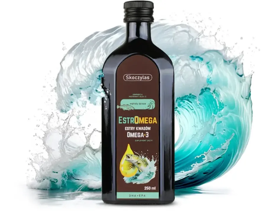 Estromega Rybie Kwasy Omega-3 DHA + EPA Skoczylas Serce i Mózg Płyn 250 ml — miniatura 2