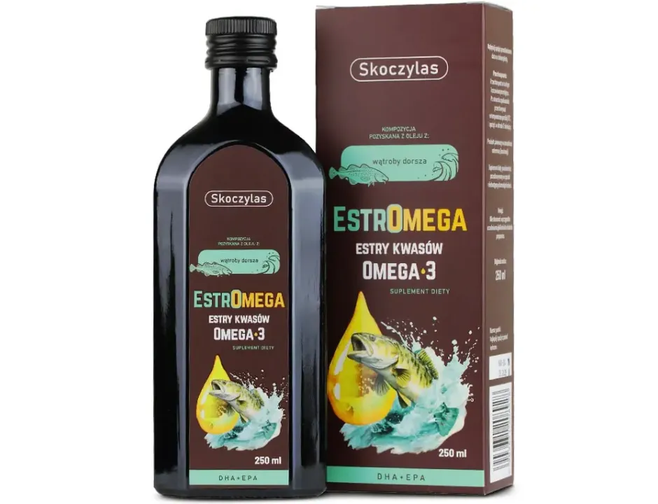 Estromega Rybie Kwasy Omega-3 DHA + EPA Skoczylas Serce i Mózg Płyn 250 ml — miniatura 3