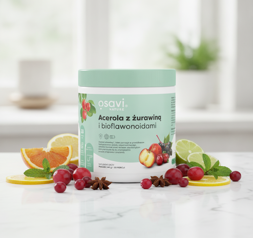 Acerola z Żurawiną i Bioflawonoidami Osavi Odporność i Nerki Proszek 240 g — miniatura 2