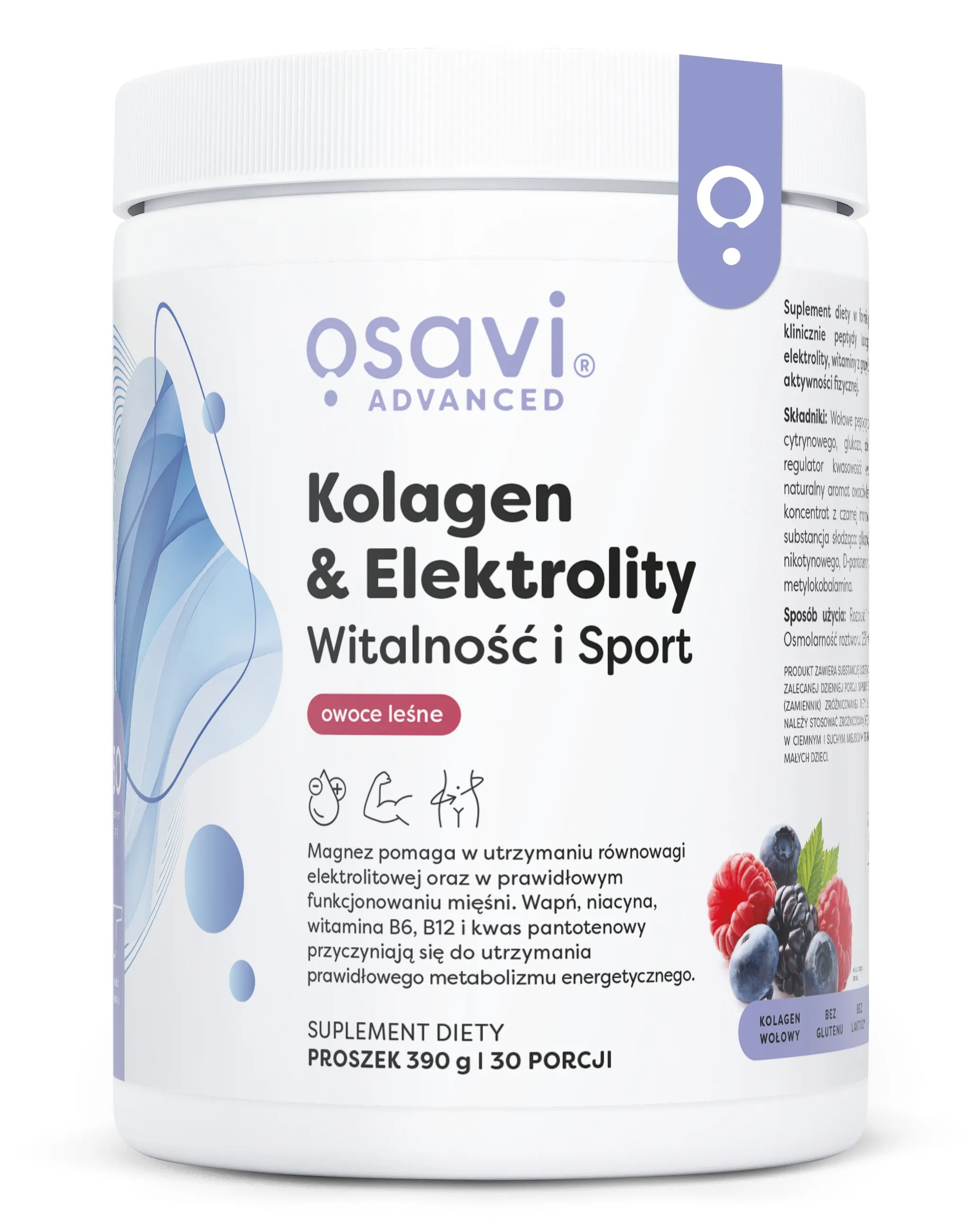 Kolagen Elektrolity Witalność i Sport Osavi Kości Stawy - Owoce Leśne - Proszek 390 g — zdjęcie 1